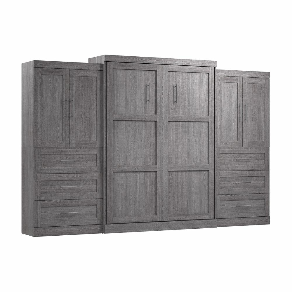 Pur Queen Murphy Bed with Wardrobes (136W) in Bark Gray. Picture 1