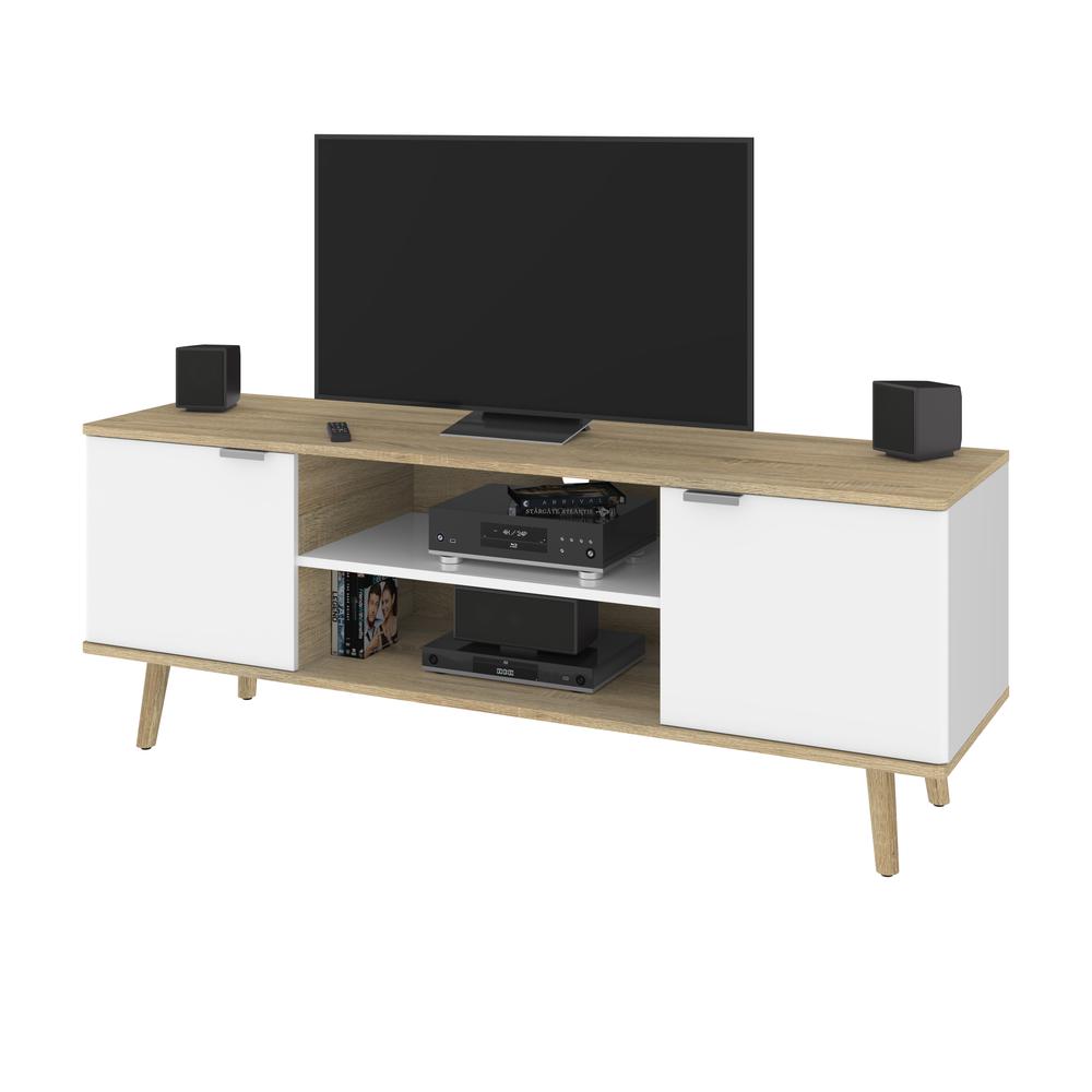 Bestar Procyon 56W TV Stand for 55 inch TV in modern oak & white uv. Picture 6