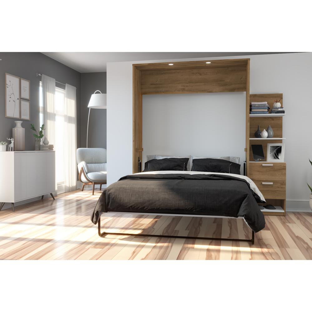 Cielo Elite 85" Queen Wall Bed kit in Rustic Brown and White. Picture 4