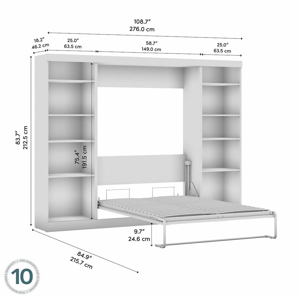 Pur Full Murphy Bed with 2 Shelving Units (109W) in Ash Gray. Picture 4