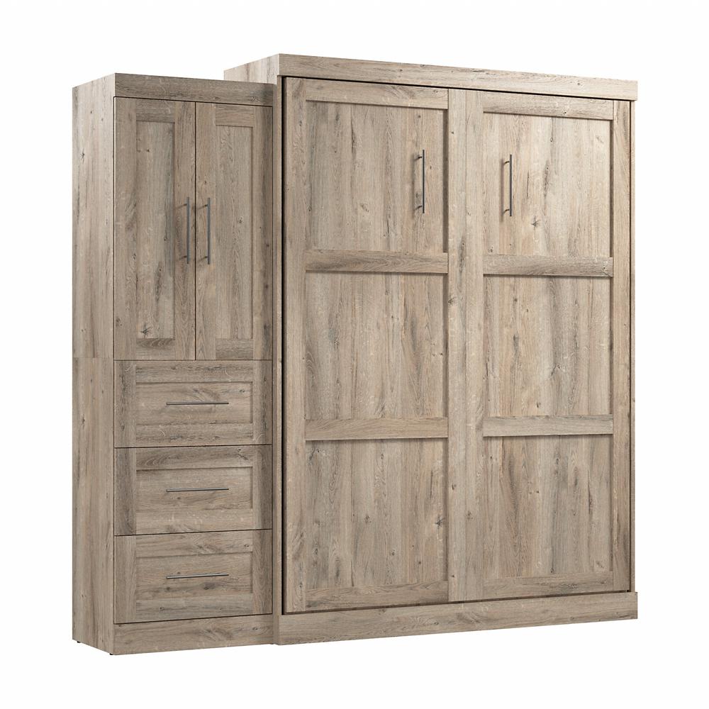 Pur Queen Murphy Bed with Closet Storage Cabinet (89W) in Rustic Brown. Picture 1