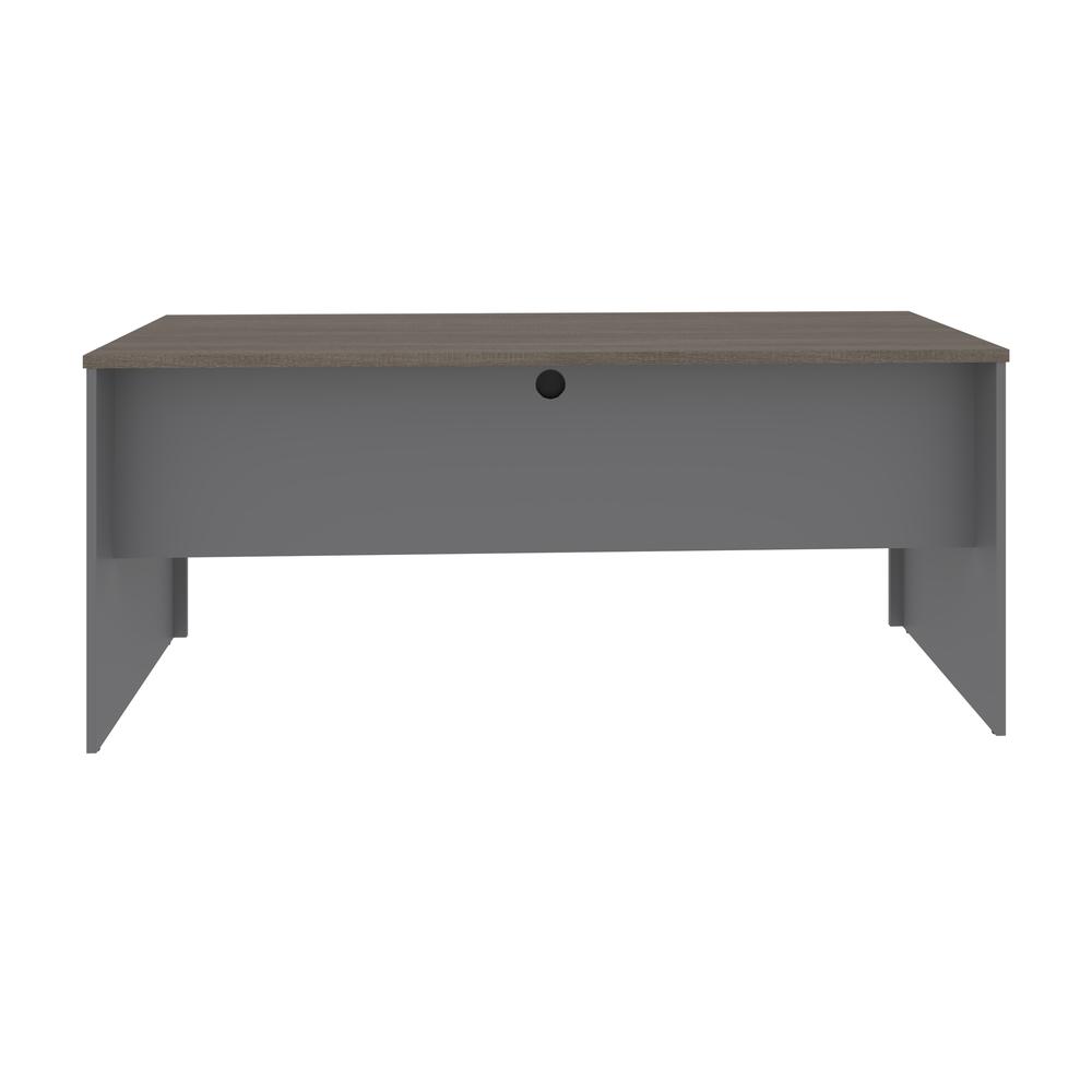 Bestar Prestige + 72W Narrow Desk Shell in bark grey & slate. Picture 3