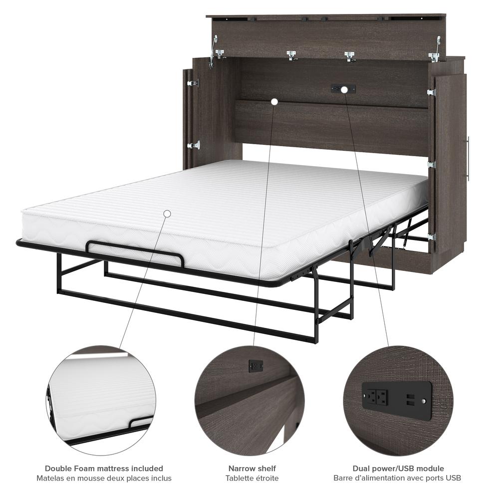 Nebula Full Cabinet Bed with Mattress in Bark Gray. Picture 8
