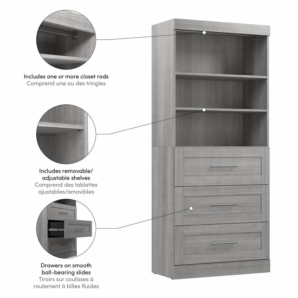 Pur 36W Closet Organizer with Drawers in Platinum Gray. Picture 2