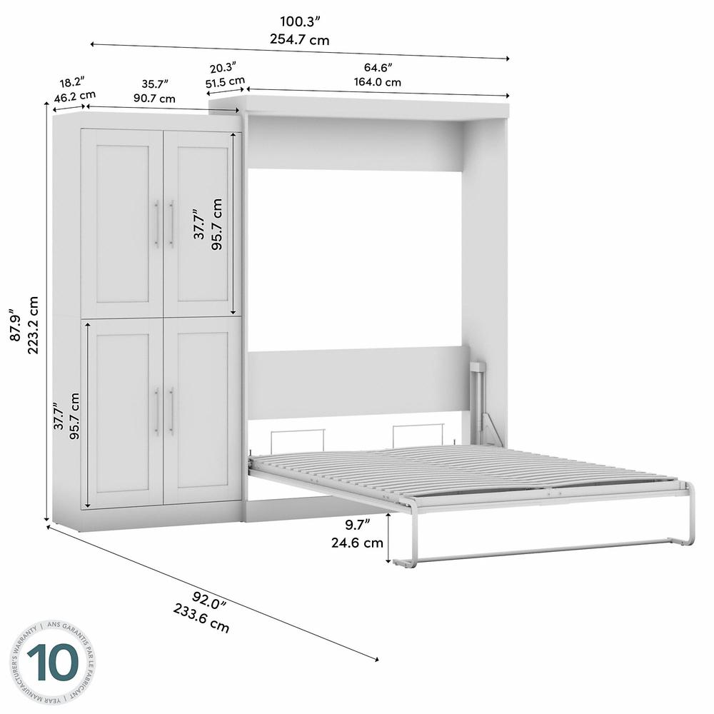 Pur Queen Murphy Bed with Wardrobe (101W) in Platinum Gray. Picture 4