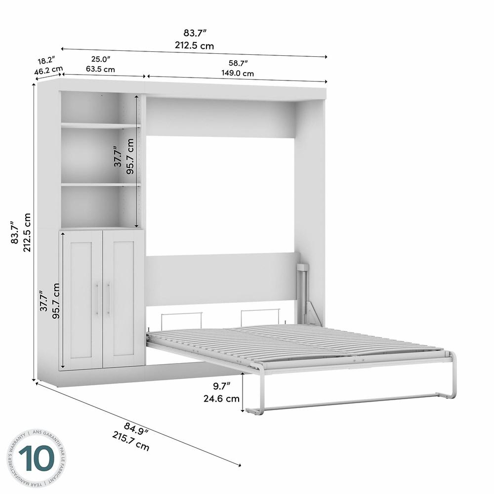 Pur Full Murphy Bed and Closet Organizer with Doors (84W) in White. Picture 4