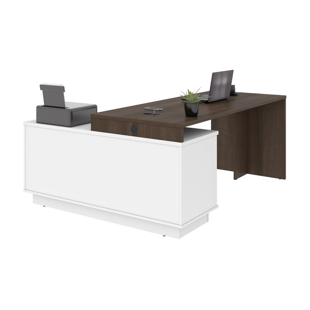 Equinox L-Shaped Desk - Antigua & White. Picture 3