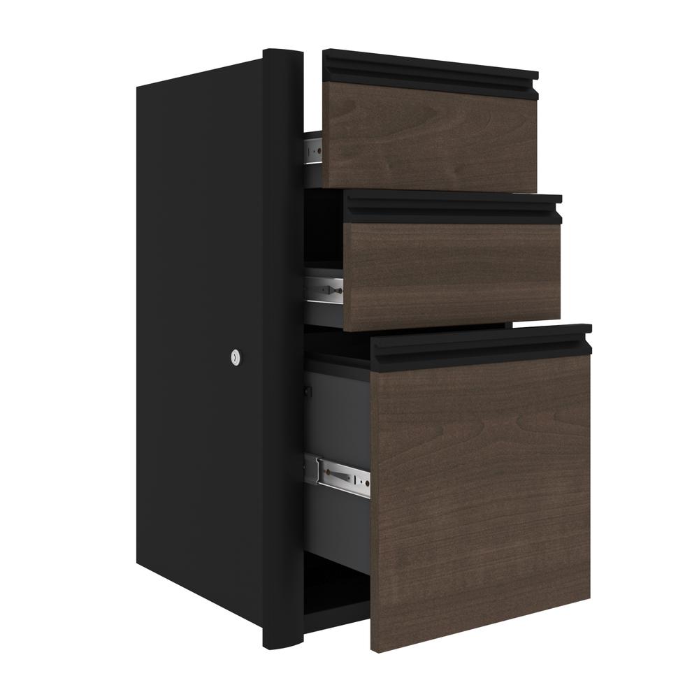 Connexion L-shaped workstation with hutch in Antigua & Black. Picture 10