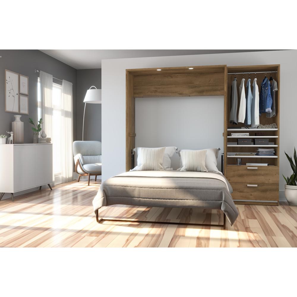 Cielo Premium 89" Full Wall Bed kit in Rustic Brown and White. Picture 4