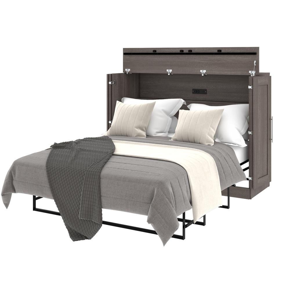 Full Cabinet Bed with Mattress in Bark Gray. Picture 4