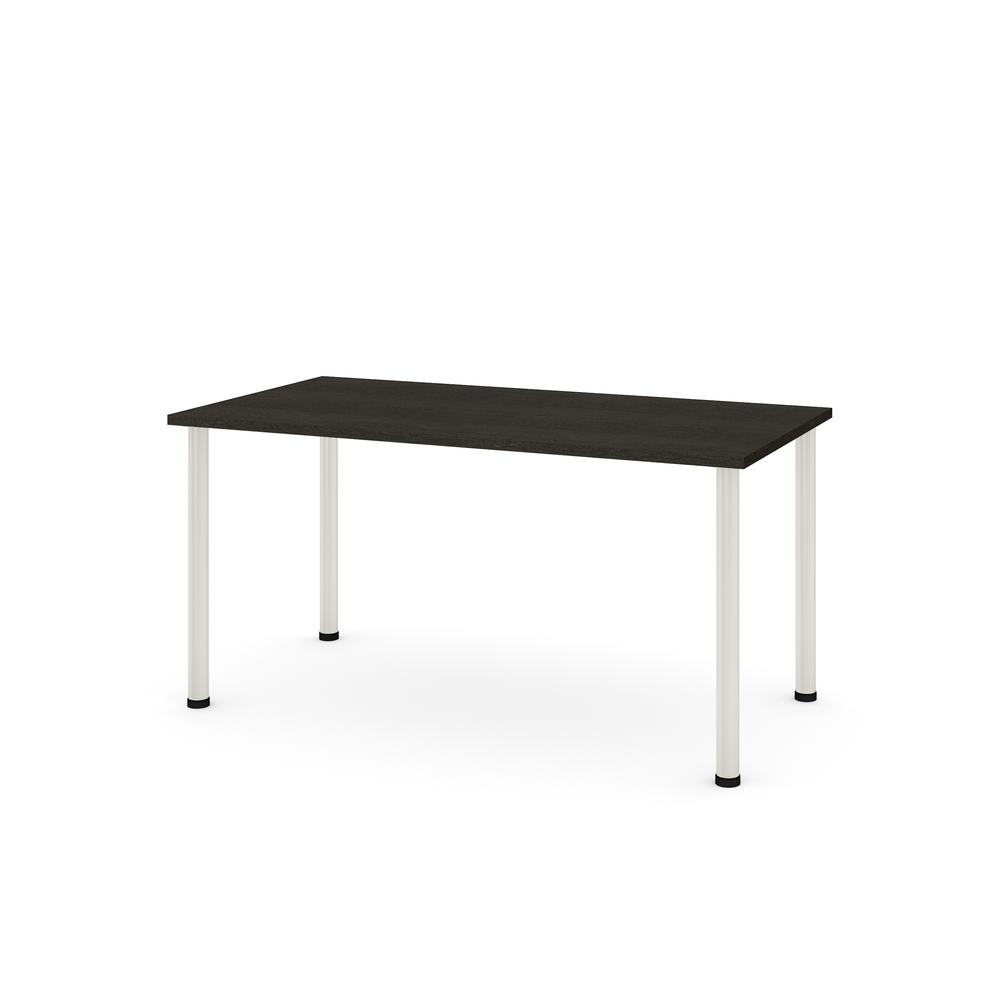 Bestar 30" x 60" Table with round metal legs in Deep Grey. Picture 2