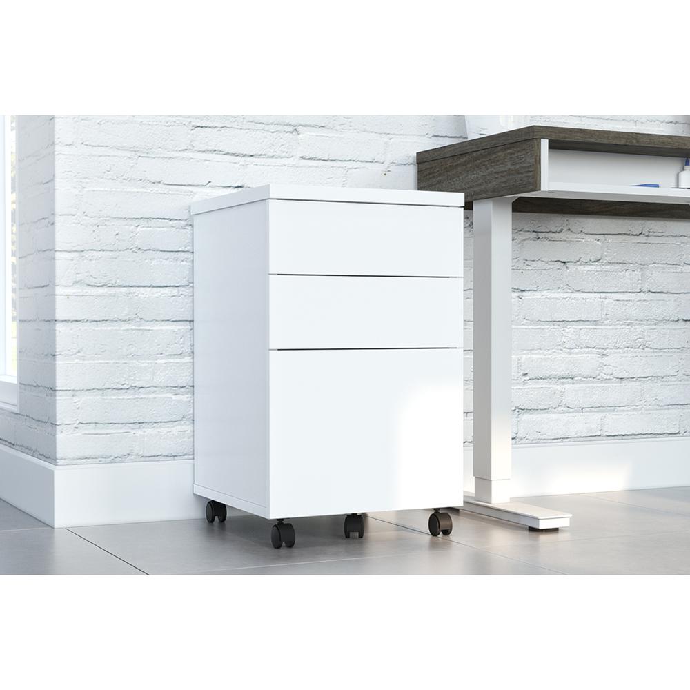 BESTAR Universel 16W Assembled Mobile Pedestal with 3 Drawers in white. Picture 2