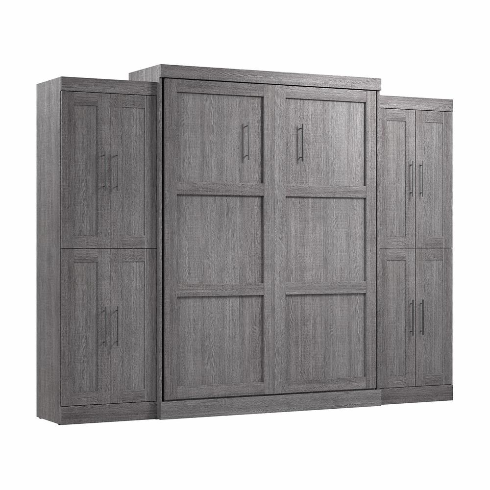 Pur Queen Murphy Bed with Storage Cabinets (115W) in Bark Gray. Picture 1