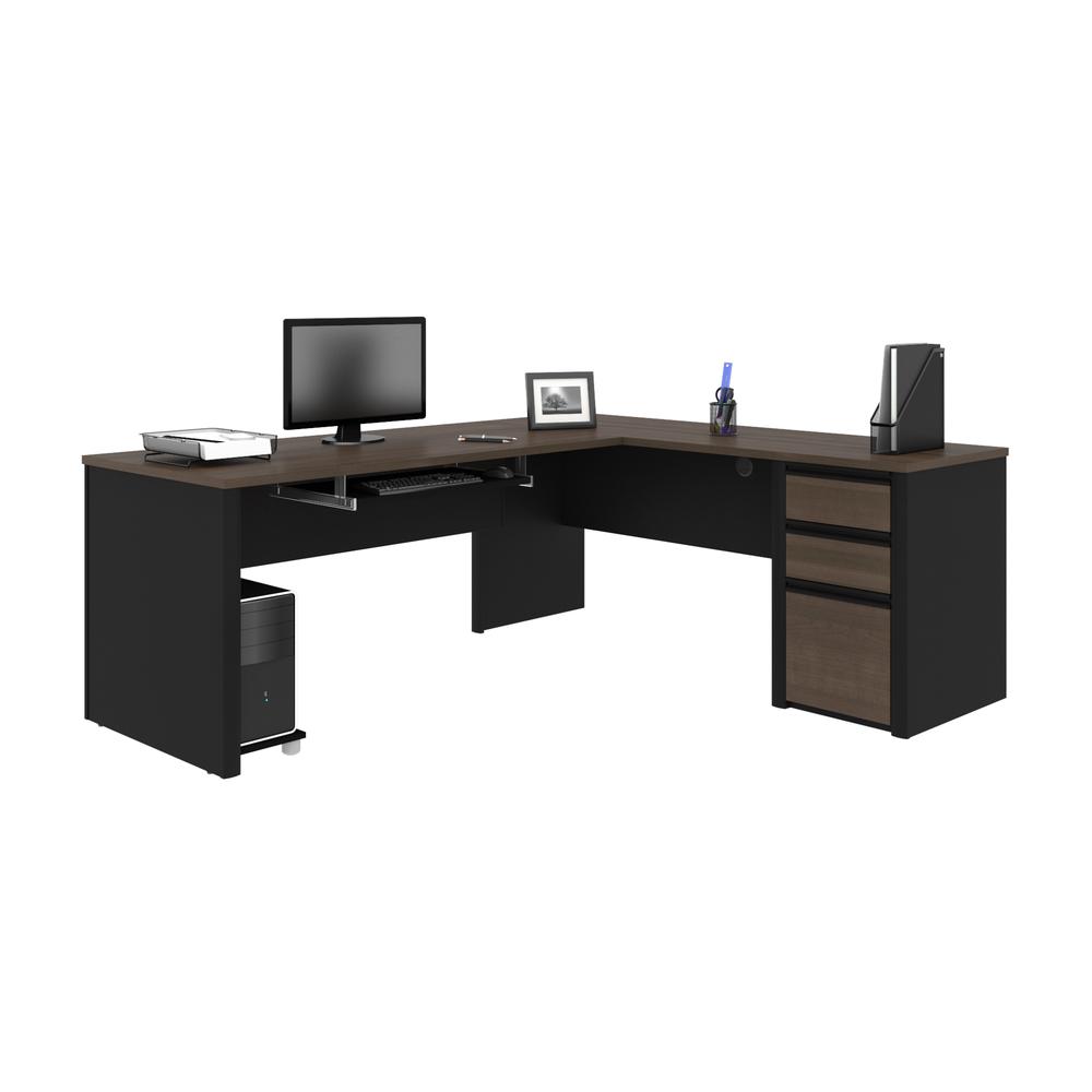 Connexion L-shaped workstation in Antigua & Black. The main picture.