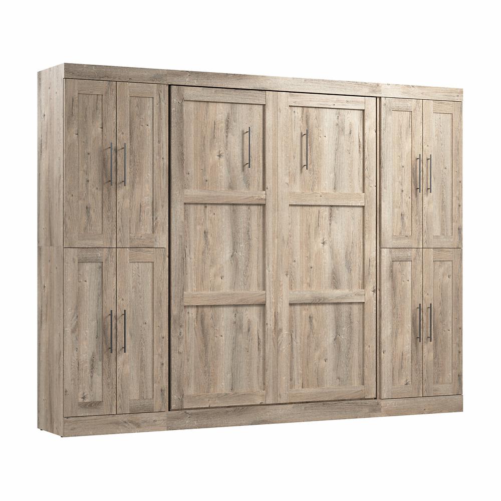 Pur Full Murphy Bed with Storage Cabinets (109W) in Rustic Brown. Picture 1