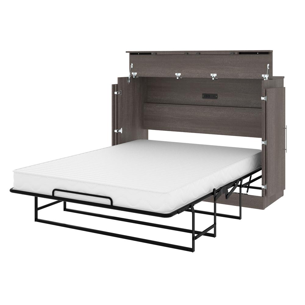 Nebula Full Cabinet Bed with Mattress in Bark Gray. Picture 2
