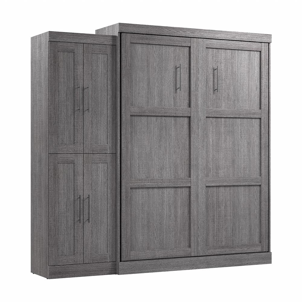 Pur Queen Murphy Bed with Closet Organizer (90W) in Bark Gray. Picture 1