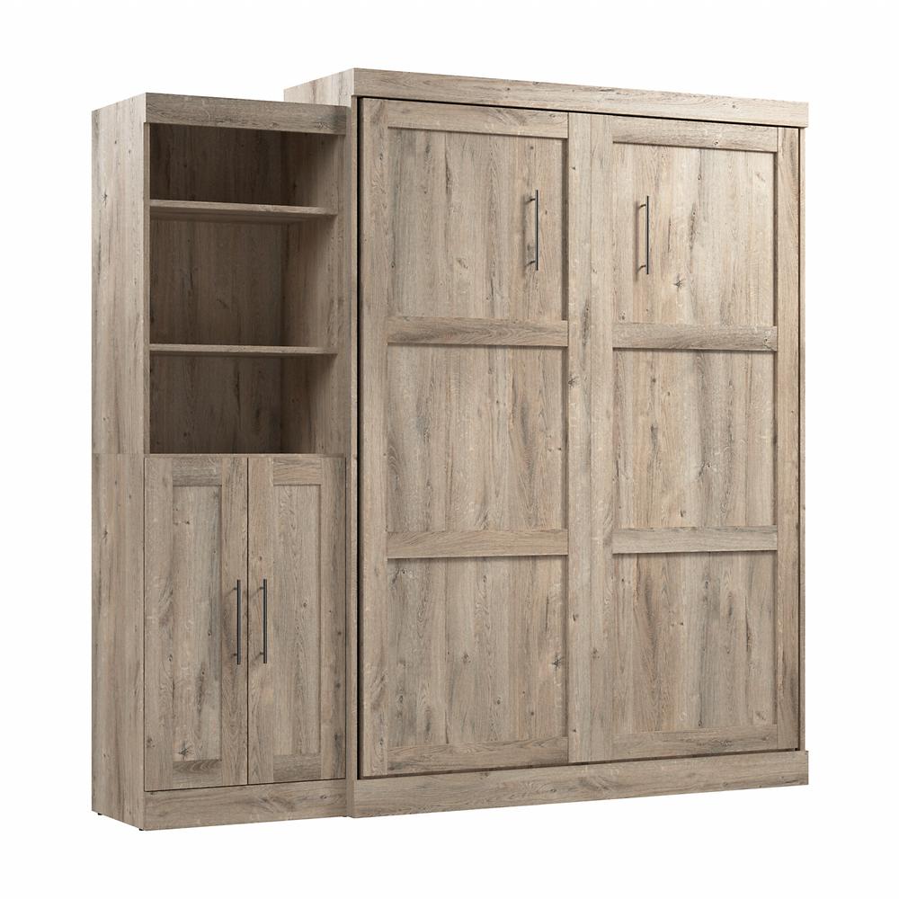 Pur Queen Murphy Bed and Closet Organizer with Doors (90W) in Rustic Brown. Picture 1