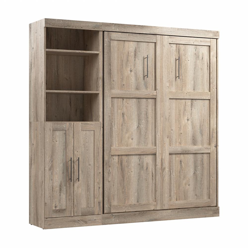Pur Full Murphy Bed and Closet Organizer with Doors (84W) in Rustic Brown. Picture 1