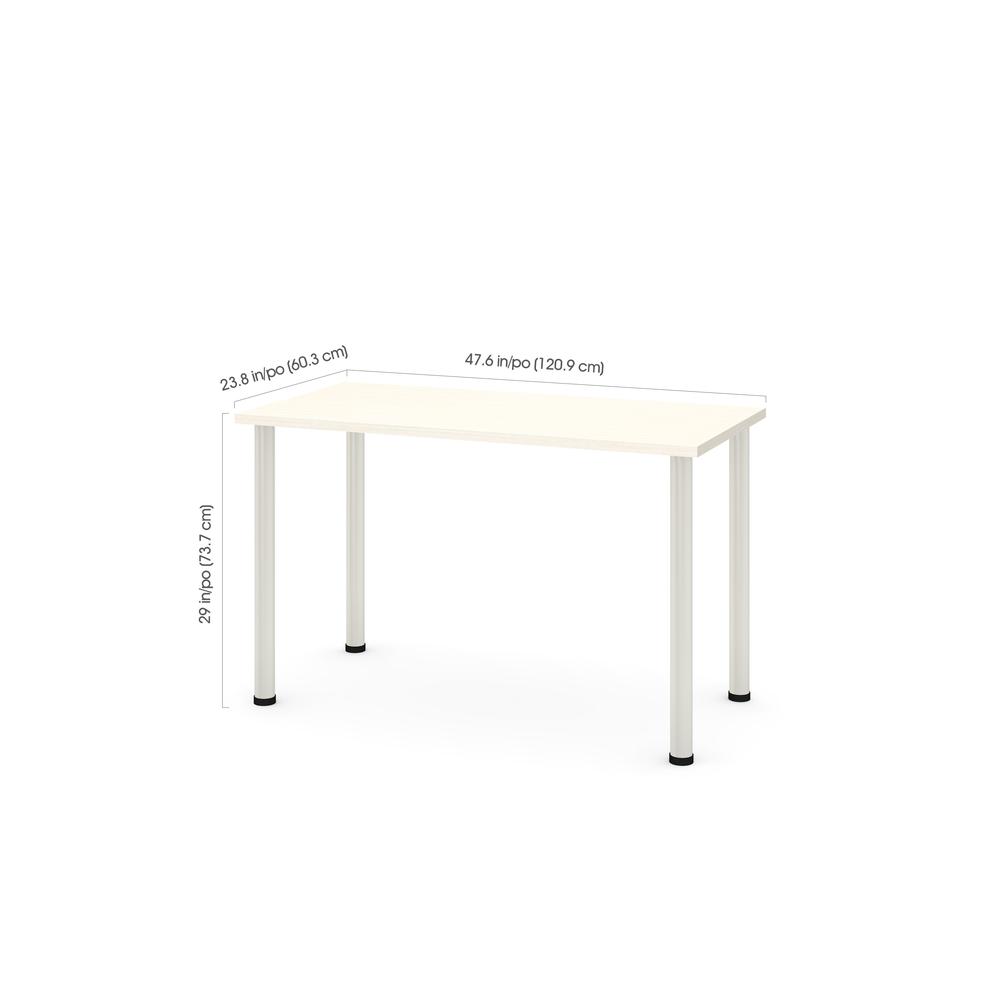 Bestar 24 X 48 Table With Round Metal Legs In White Chocolate
