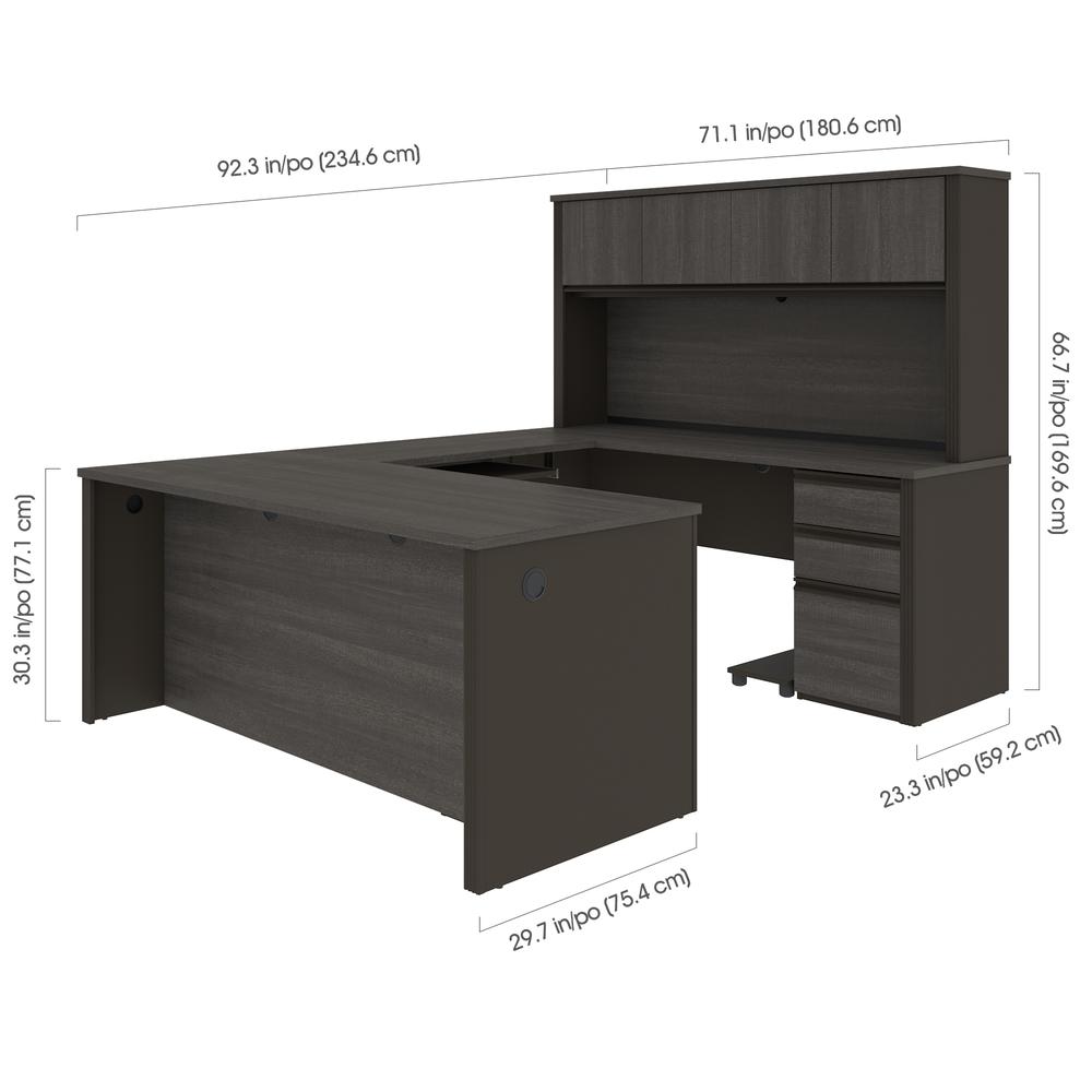 Prestige + U-shaped workstation including two pedestals in Bark Gray & Slate. Picture 9