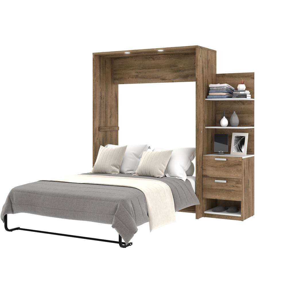 Cielo Elite 79" Full Wall Bed kit in Rustic Brown and White. Picture 2
