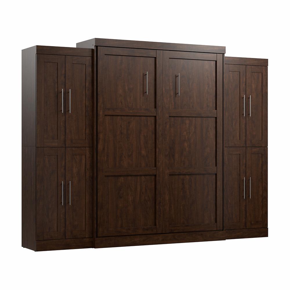 Pur Queen Murphy Bed with Storage Cabinets (115W) in Chocolate. Picture 1