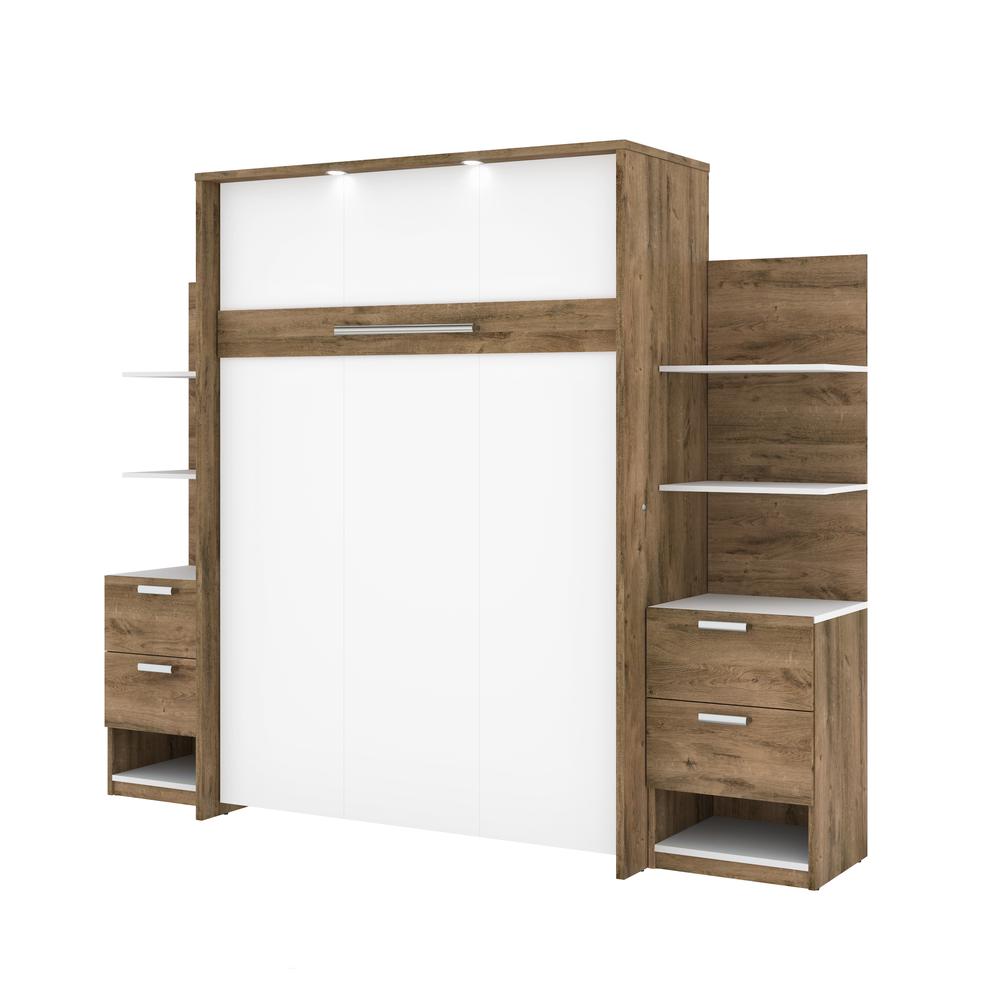 Cielo by Bestar Elite 98" Full Wall Bed kit in Rustic Brown and White. Picture 3