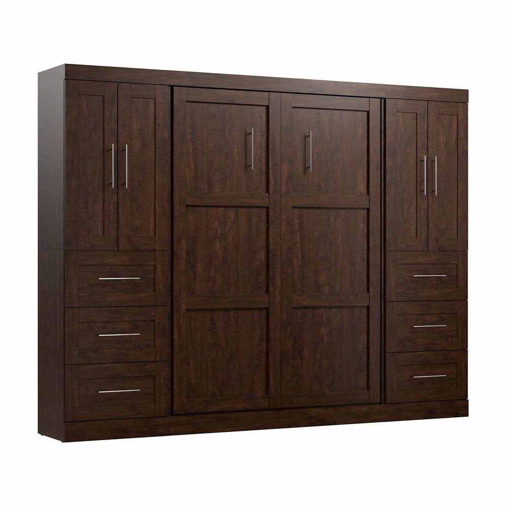 Pur Full Murphy Bed with Closet Storage Cabinets (109W) in Chocolate. Picture 1