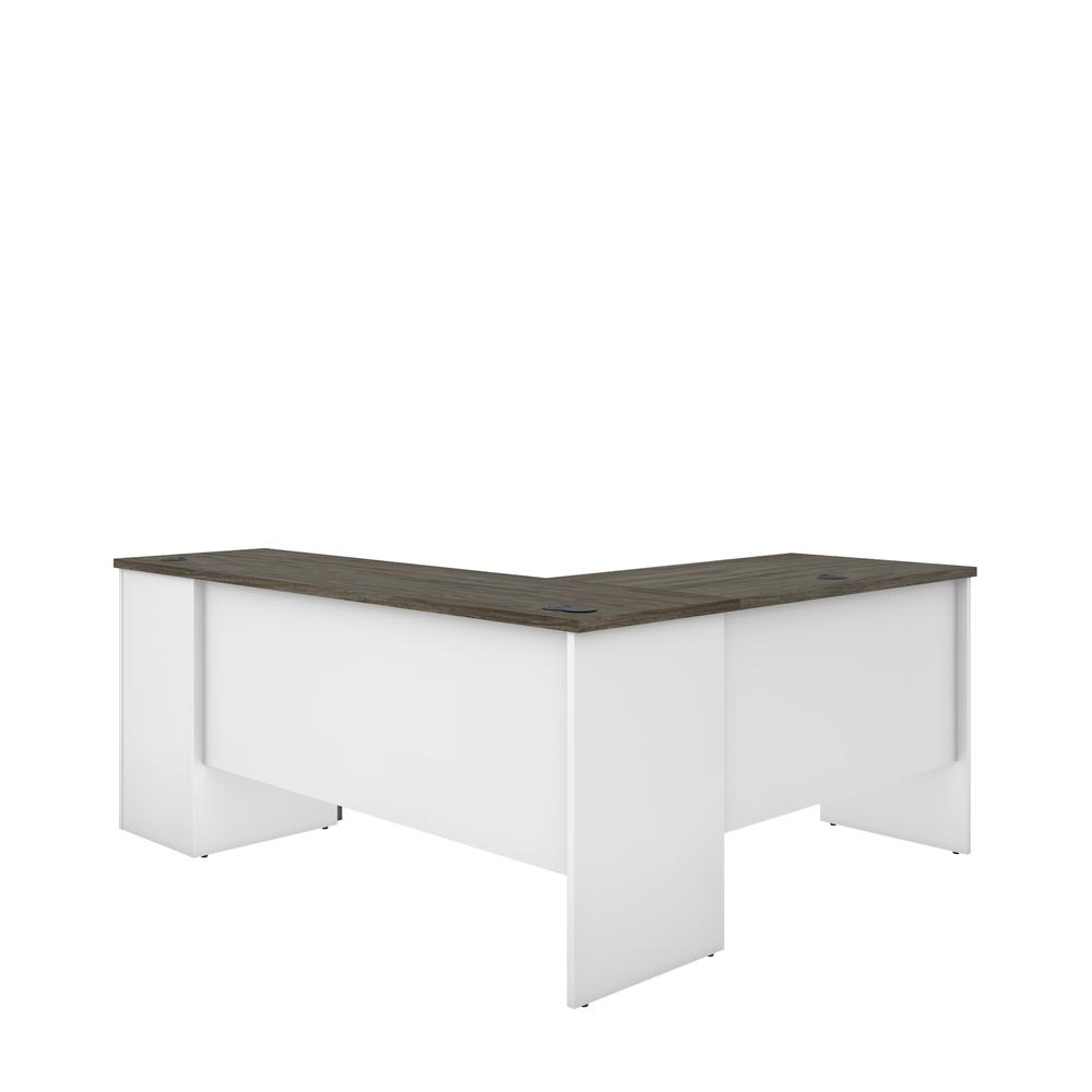 Bestar Norma L-Shaped Desk - Walnut Grey & White. Picture 3