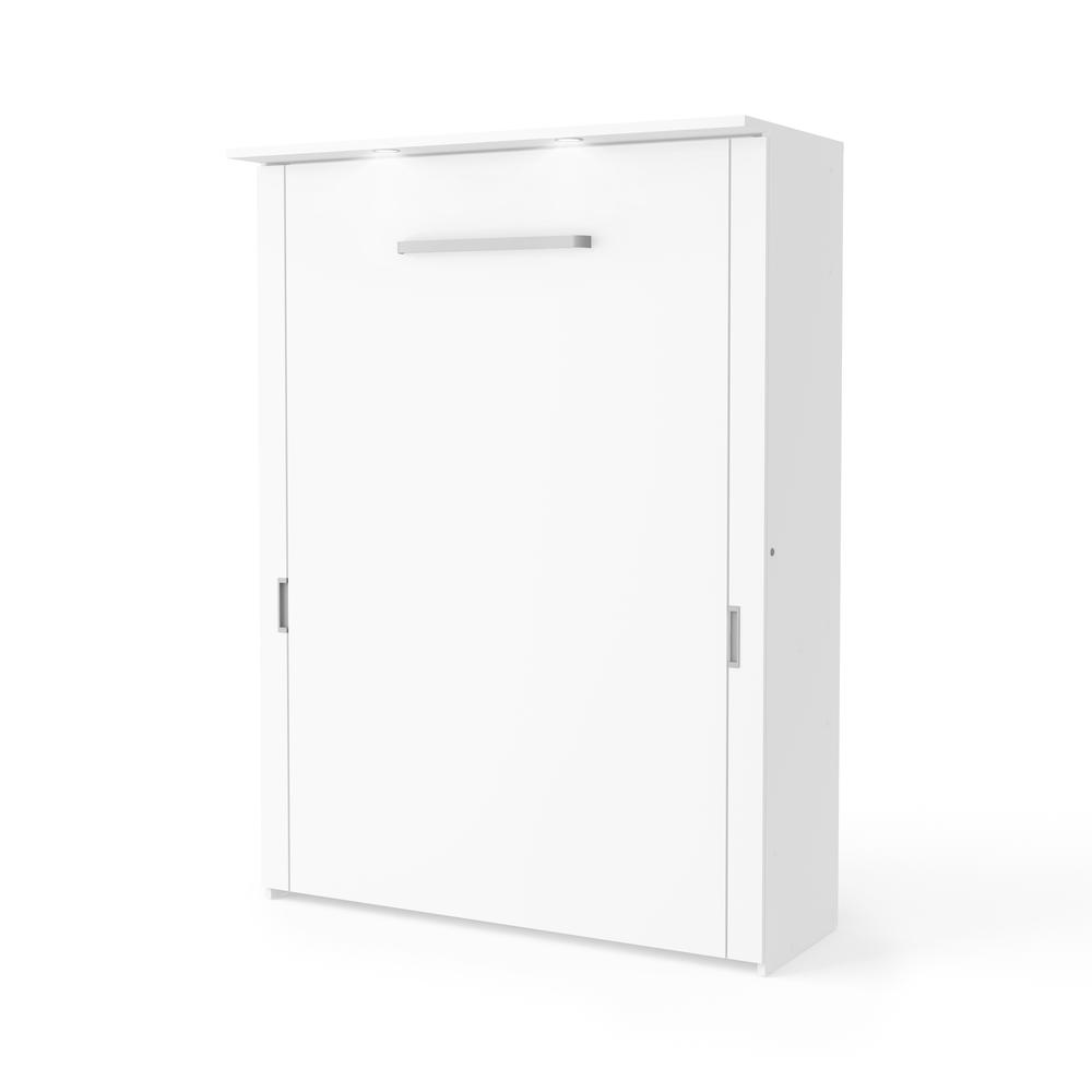 Full Murphy Bed with 2 Storage Cabinets (107W) in White. Picture 1