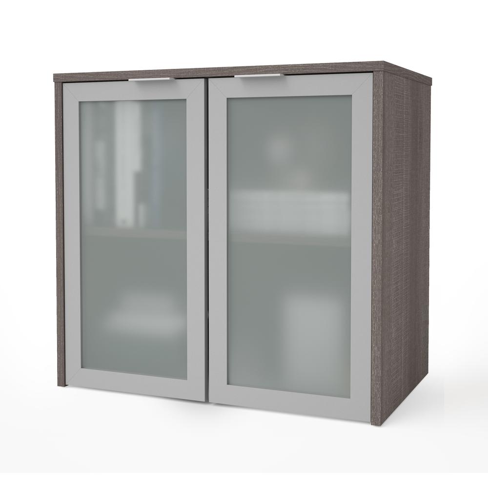 i3 Plus Hutch with Frosted Glass Doors in Bark Gray. The main picture.