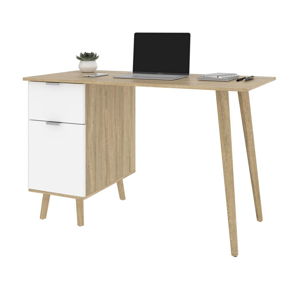 Bestar Procyon 48W Small Computer Desk in modern oak & white uv. Picture 6