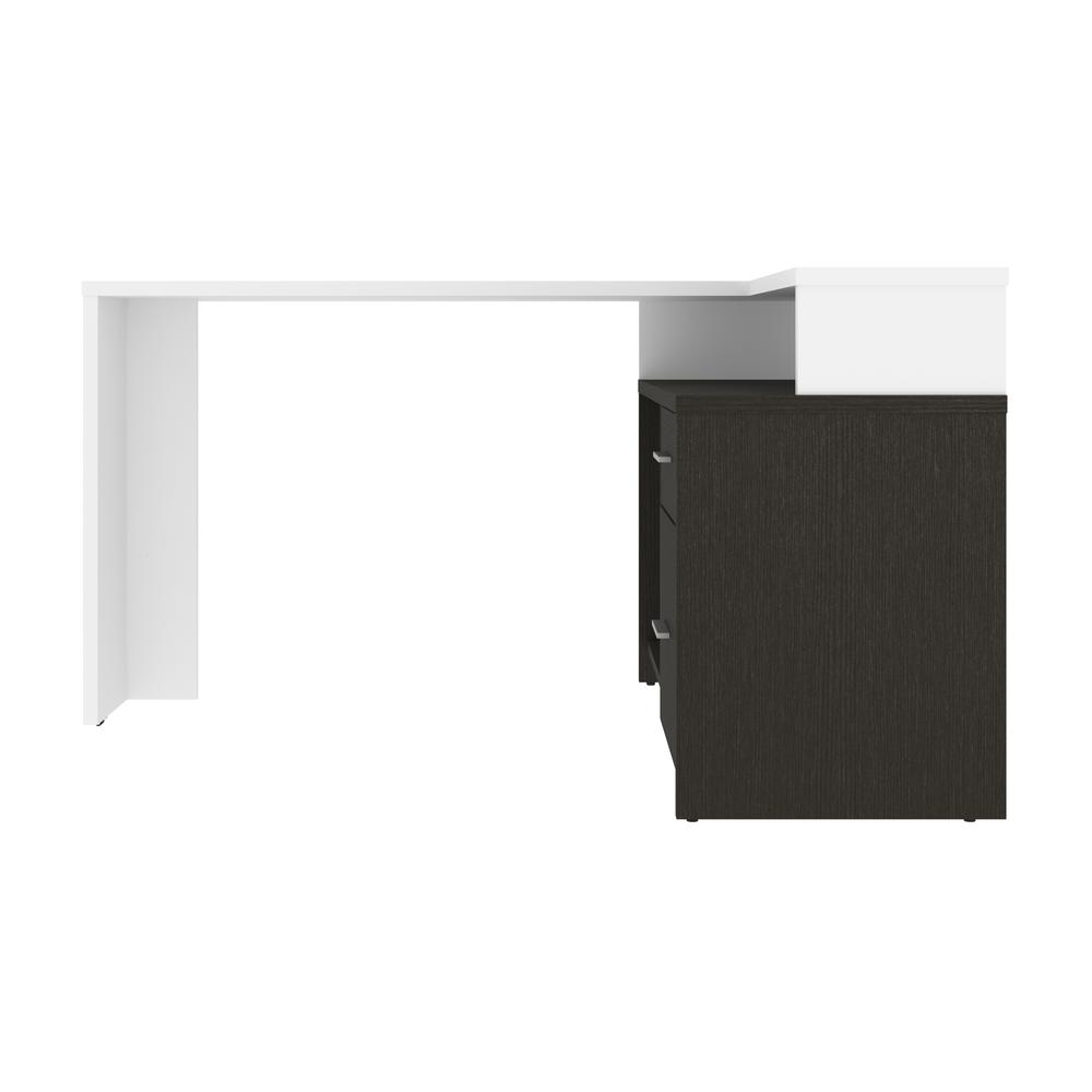 Bestar Equinox 57W 56W L-Shaped Desk in white & deep grey. Picture 4