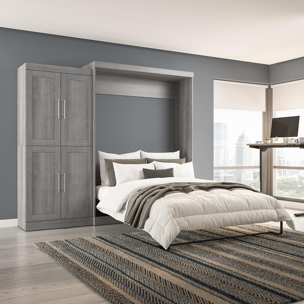 Pur Queen Murphy Bed with Wardrobe (101W) in Platinum Gray. Picture 7