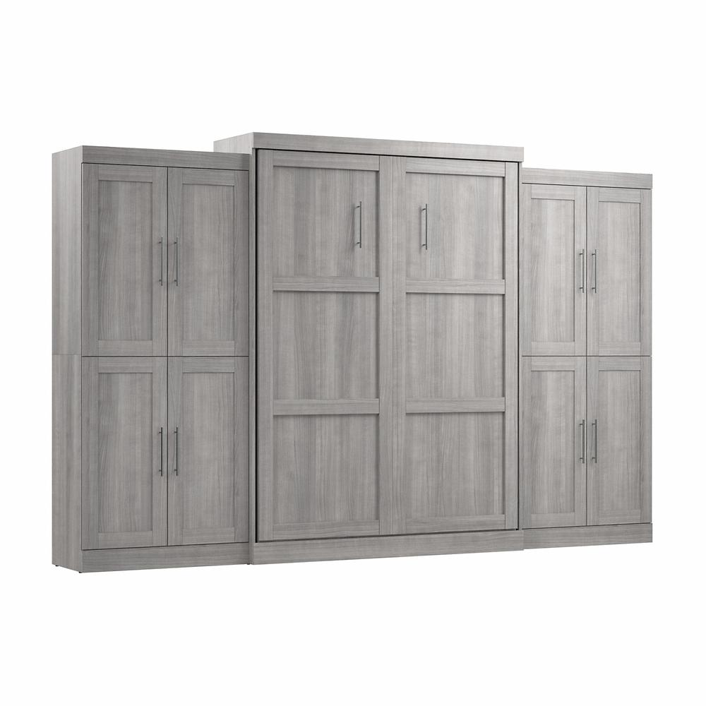Pur Queen Murphy Bed with Storage Cabinets (136W) in Platinum Gray. Picture 1