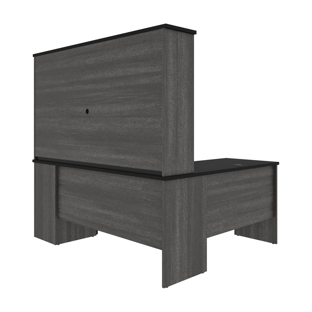 Bestar Norma Norma L-shaped workstation with hutch - Black & Bark Gray. Picture 2