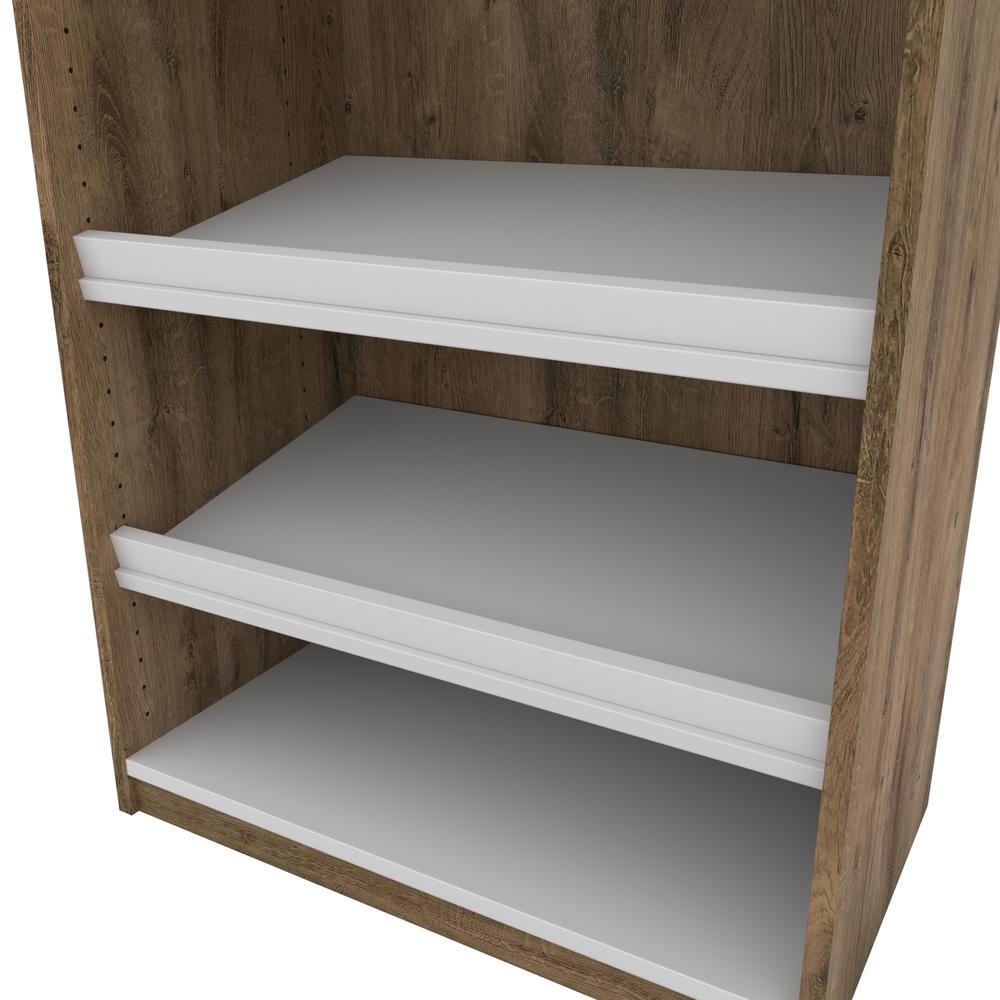 Cielo 29.5" Shoe/Closet Storage Unit Featuring Reversible Shelves in Rustic Brown and White. Picture 3