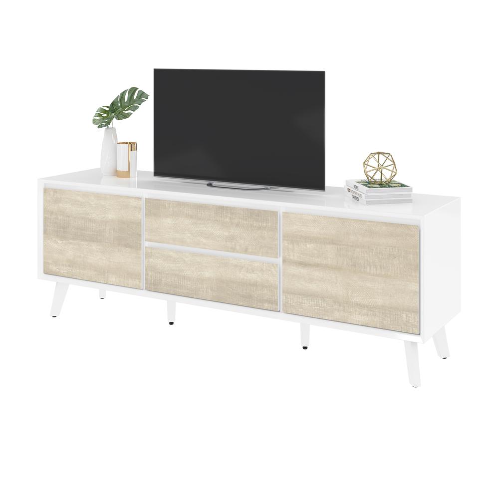 Bestar Adara 63W TV Stand for 55 inch TV in uv white and mountain ash gray. Picture 6