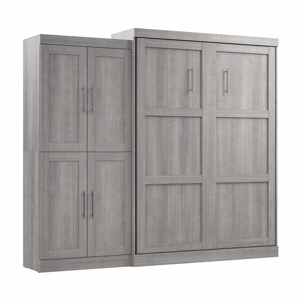 Pur Queen Murphy Bed with Wardrobe (101W) in Platinum Gray. Picture 1