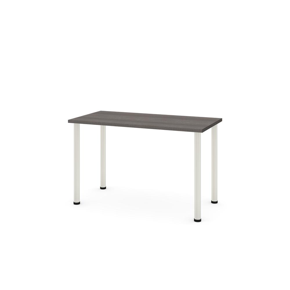 Bestar 24" x 48" Table with round metal legs In Bark Gray. Picture 2