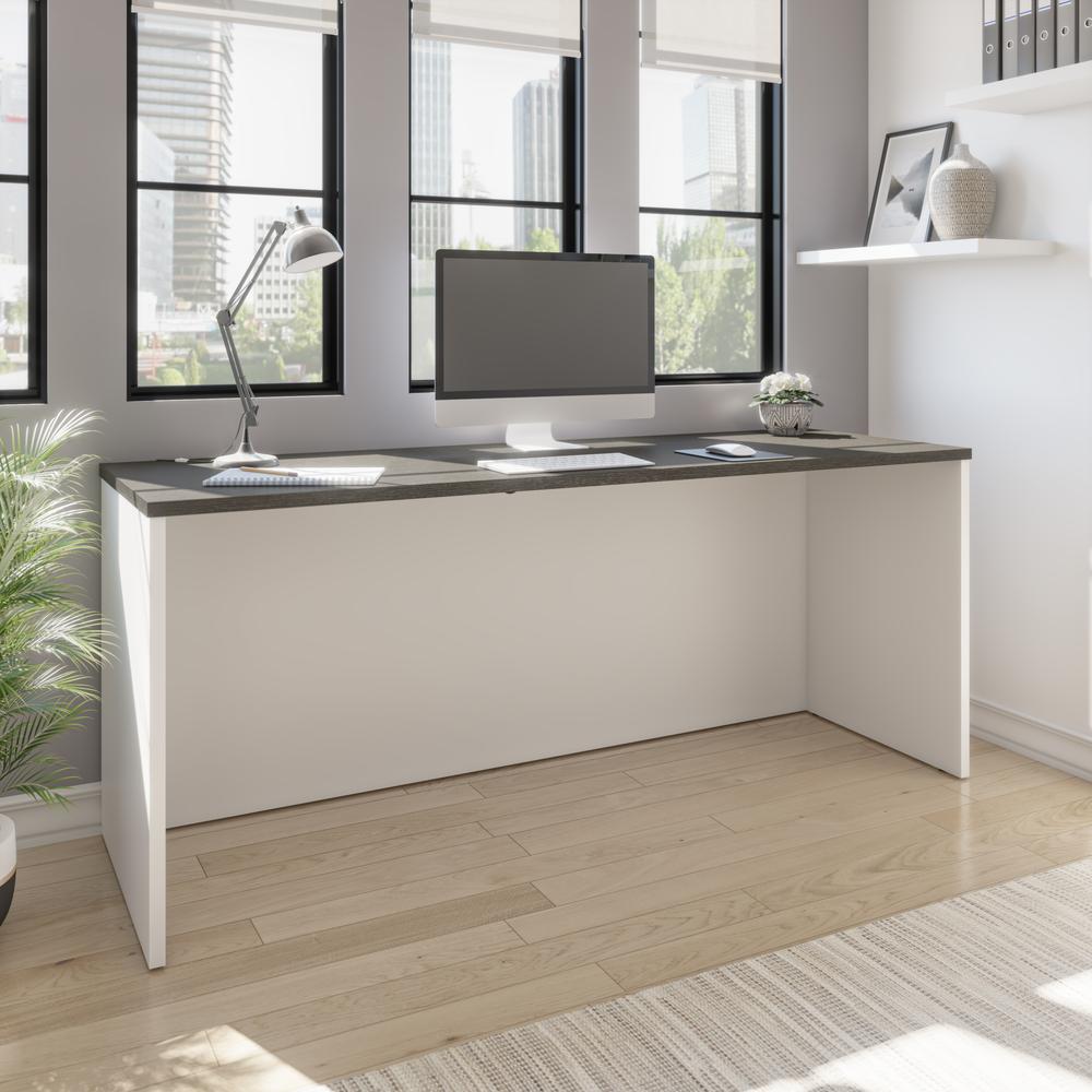 Bestar Pro-Concept Plus 72W Narrow Desk Shell in white & deep grey. Picture 3