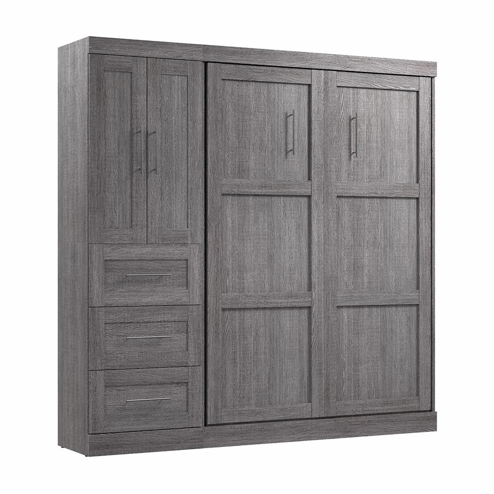 Pur Full Murphy Bed with Closet Organizer with Drawers (84W) in Bark Gray. Picture 1