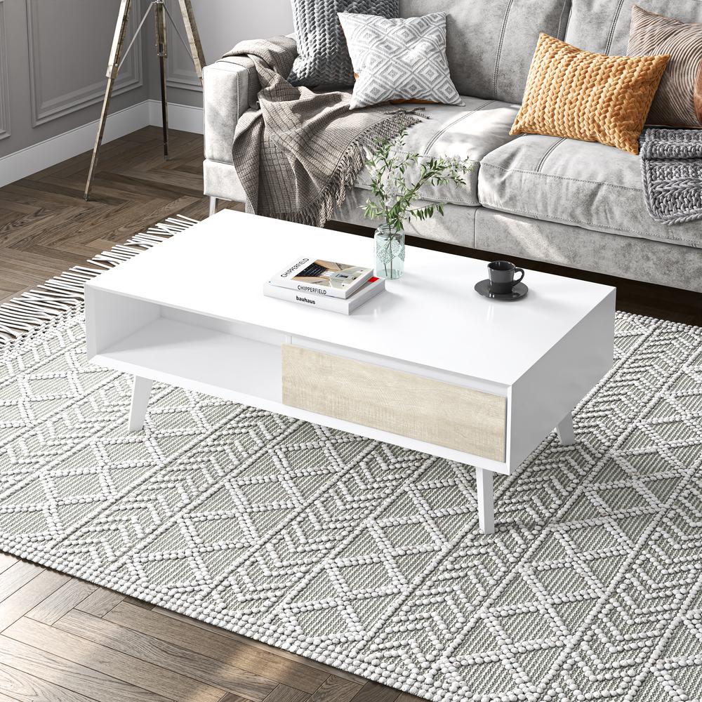 Bestar Adara 48W Coffee Table in uv white and mountain ash gray. Picture 7