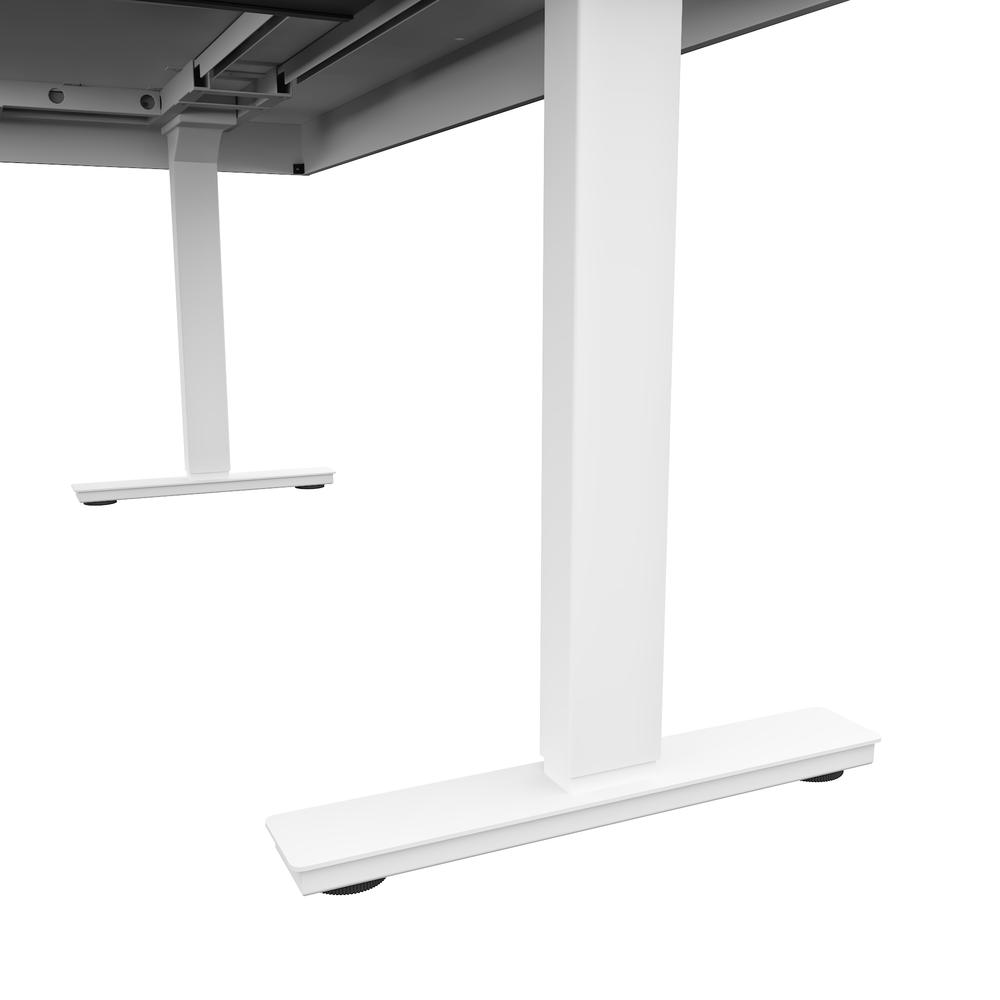 Height Adjustable L-Desk in White and Black. Picture 4