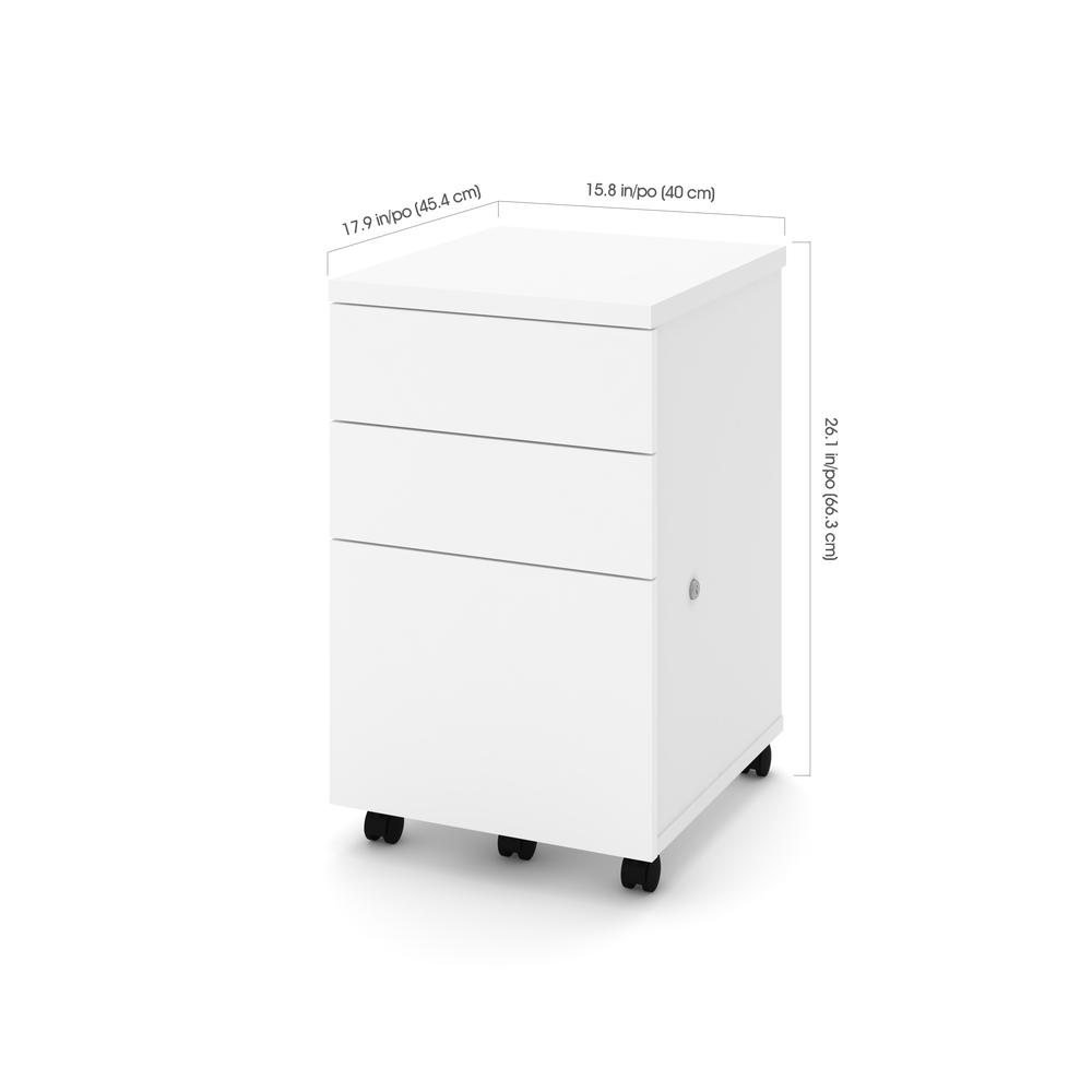 BESTAR Universel 16W Assembled Mobile Pedestal with 3 Drawers in white. Picture 3