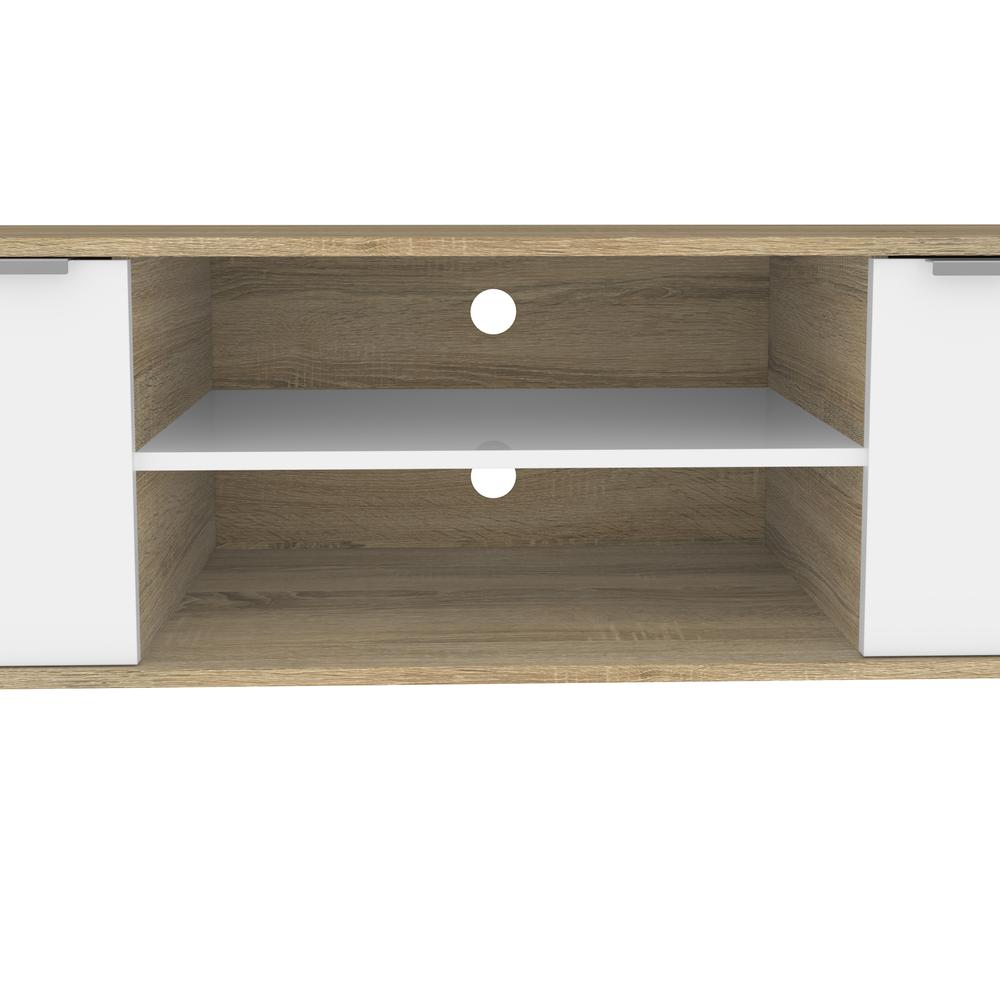 Bestar Procyon 56W TV Stand for 55 inch TV in modern oak & white uv. Picture 12
