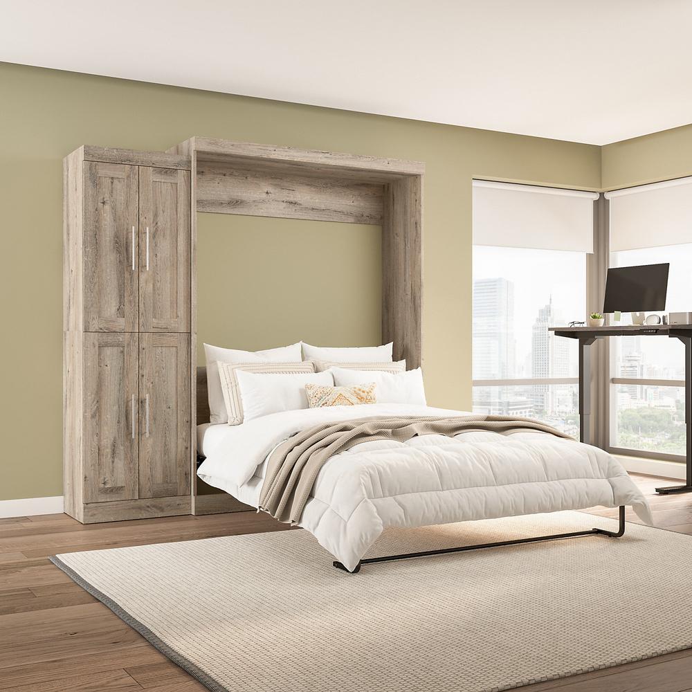 Pur Queen Murphy Bed with Closet Organizer (90W) in Rustic Brown. Picture 7