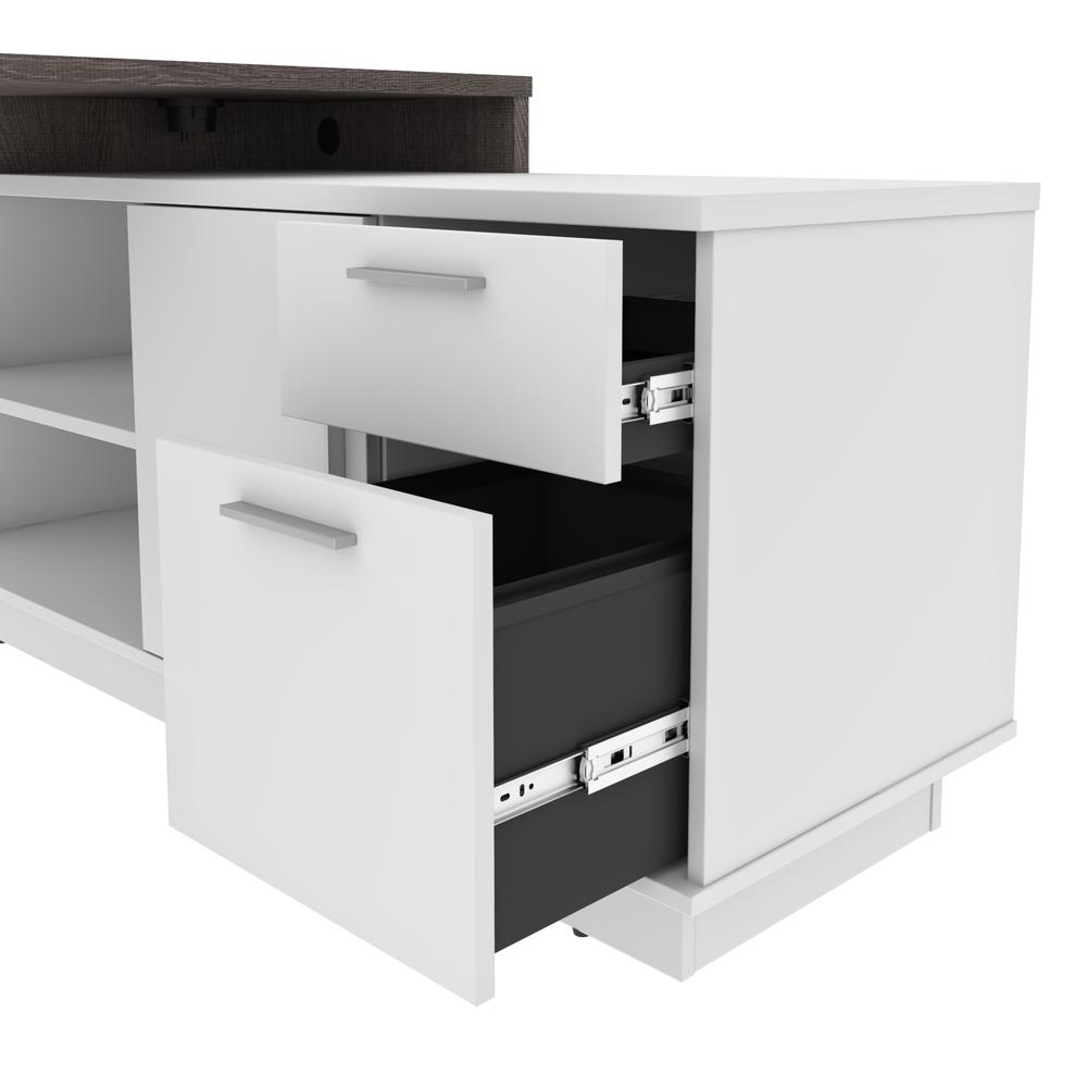 Equinox 2-Piece L-Shaped Desk and Bookcase - Bark Gray & White. Picture 6