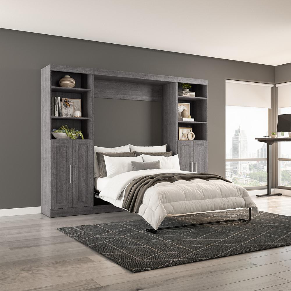 Pur Full Murphy Bed with Closet Storage Organizers (109W) in Bark Gray. Picture 4